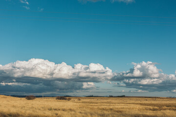 Fototapeta na wymiar landscape with clouds and sky on the farm, winter in Australia