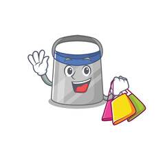 wealthy face shield cartoon character with shopping bags