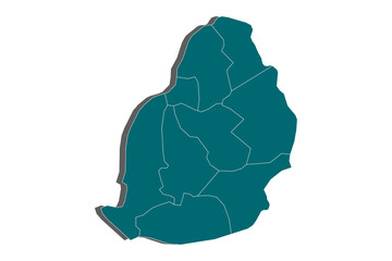 Mauritius map - blue geometric rumpled triangular low poly style gradient graphic background, polygonal design for your . Vector illustration eps 10. - Vector