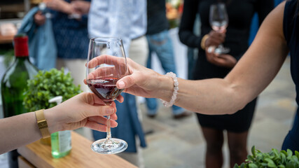Handing wine