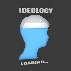 Head of man as progress or loading bar. Psychology and politic concept. 3D rendering.