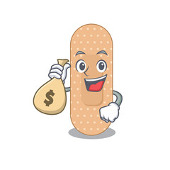Crazy rich Cartoon picture of standard bandage having money bags
