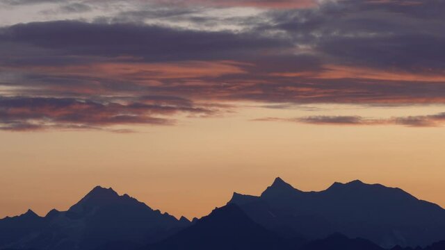 Mountain ridge before sunrise at Rosskopf in South Tyrol