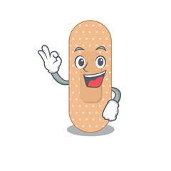 Standard bandage cartoon mascot design with Okay finger poses