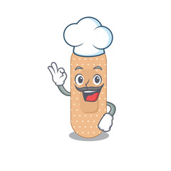 Standard bandage chef cartoon drawing style wearing iconic chef hat