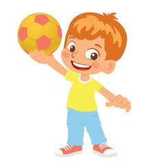 boy holds soccer ball