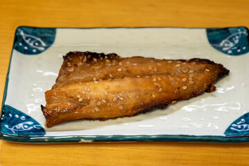 Grilled sun-dried horse mackerel served
as a traditional Japanese side dish