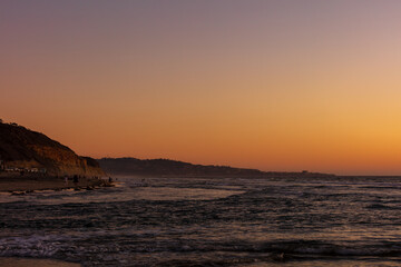 Fototapeta na wymiar Sunset at the Torrey pine beach
