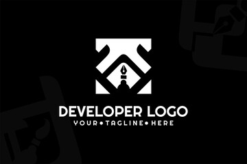 Isolated Pen Developer Logogram Template