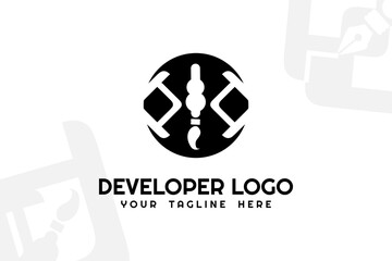 Isolated Brush Developer Logogram Template