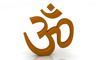 3d illustration of  Aum or Om symbol of Hinduism isolated on white background