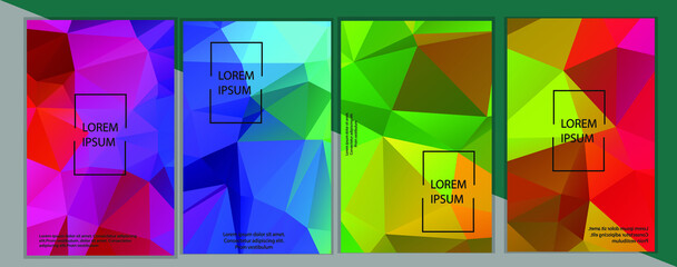 Set Of Geometric Covers Design Template. Minimal geometric pattern gradients. EPS 10 Vector