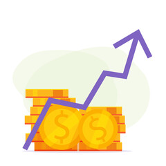 Money coin with growth graph business chart. Concept of success investment and growth in business