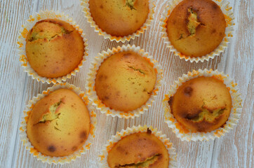 Home made cupcakes. Fresh pastry. Flour product