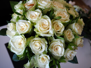 Big bouquet of white roses