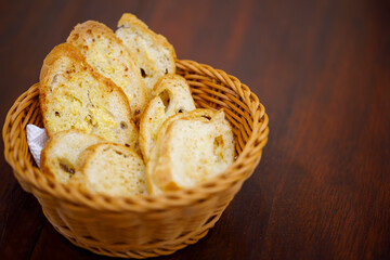 Home-made garlic and herb bread.