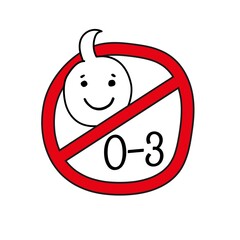 Prohibition crossed out sign. From 0 to 3 years. For children, 0-3 years are prohibited.