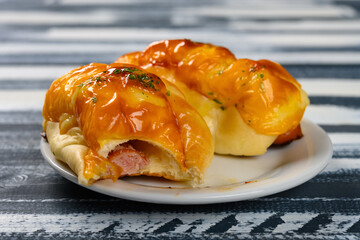 bread on a dish close up