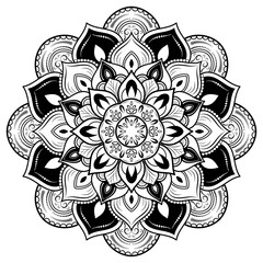 Circular Flower Mandala with vintage floral style, Vector mandala Oriental pattern, Hand drawn decorative element. Unique design with petal flower. Concept relax and meditation use for page logo book