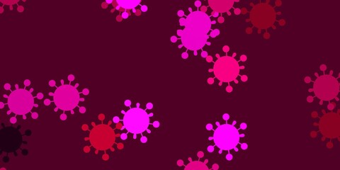 Fototapeta na wymiar Light pink vector pattern with coronavirus elements.