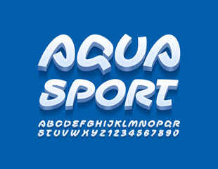 Vector simple style sign Aqua Sport. Handwritten Alphabet Letters and Numbers. Creative minimal Font
