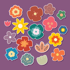 Fototapeta na wymiar set of hand drawn vector flower with cute pastel color. simple flower collection illustration for sticker, label, tag, gift wrapping paper