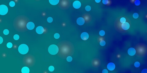 Light BLUE vector background with circles, stars. Colorful disks, stars on simple gradient background. Pattern for booklets, leaflets.