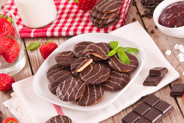 Soft cakes with strawberry.	