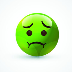 vector round green cartoon bubble Disgust Vomit Nauseated emoticons comment social media Facebook Instagram Whatsapp chat comment reactions, icon template face emoji character message