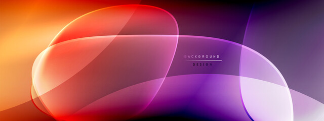 Vector abstract background - liquid bubble shapes on fluid gradient with shadows and light effects. Shiny design template for text