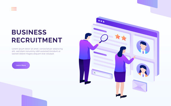 Recruitment and hiring concept, people analyze resume, job vacancy, people looking for candidate illustration, landing page, banner, template, web ui