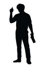 Drunk man with beer bottle silhouette vector