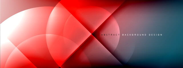 Vector abstract background - circle and cross on fluid gradient with shadows and light effects. Techno or business shiny design templates for text