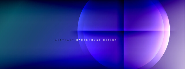 Vector abstract background - circle and cross on fluid gradient with shadows and light effects. Techno or business shiny design templates for text