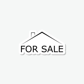 House for sale sticker icon isolated on gray background