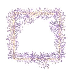 Square watercolor frame of branches and leaves a wreath for a wedding celebration on a white background