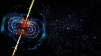 Abstract space wallpaper. Black hole with infinity curves lines in outer space. Copy space....