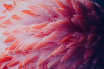 Fototapeta na wymiar Beautiful close-up of the feathers of a pink flamingo bird. Creative background. 