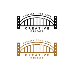 creative modern bridge logo design in line art style