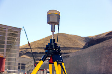 View of the GPS for topographer in the construction site. The GPS concept is based on time and the...