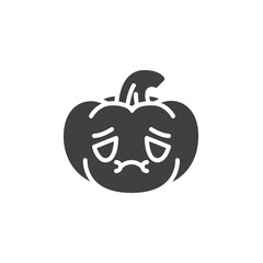 Nauseated pumpkin face emoji vector icon. filled flat sign for mobile concept and web design. Halloween pumpkin feel sick emoticon glyph icon. Symbol, logo illustration. Vector graphics