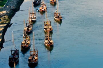 Fototapeta na wymiar traditional Rabelo boat on the Douro river, Porto Portugal