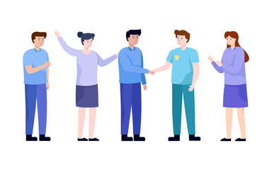people shake hands to collaborate in business, company team reach agreement, business concept vector illustration.