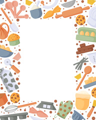 Bakery and pastry frame. Retro design template for menu, poster, banner, packaging. Vector illustration.