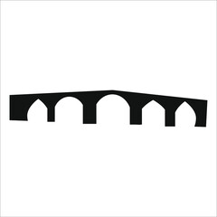 silhouette roman bridge of orense city in spain