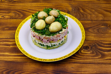 Traditional Russian layered salad 