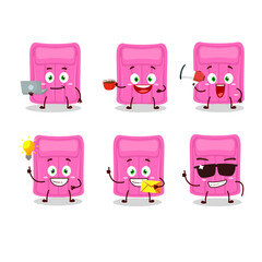 Air mattress cartoon character with various types of business emoticons