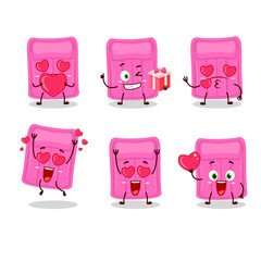 Obraz premium Air mattress cartoon character with love cute emoticon