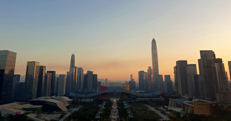 Shenzhen skyline at sunset, China