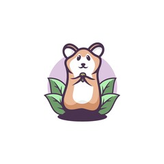 Vector Logo Illustration Hamster Simple Mascot Style.